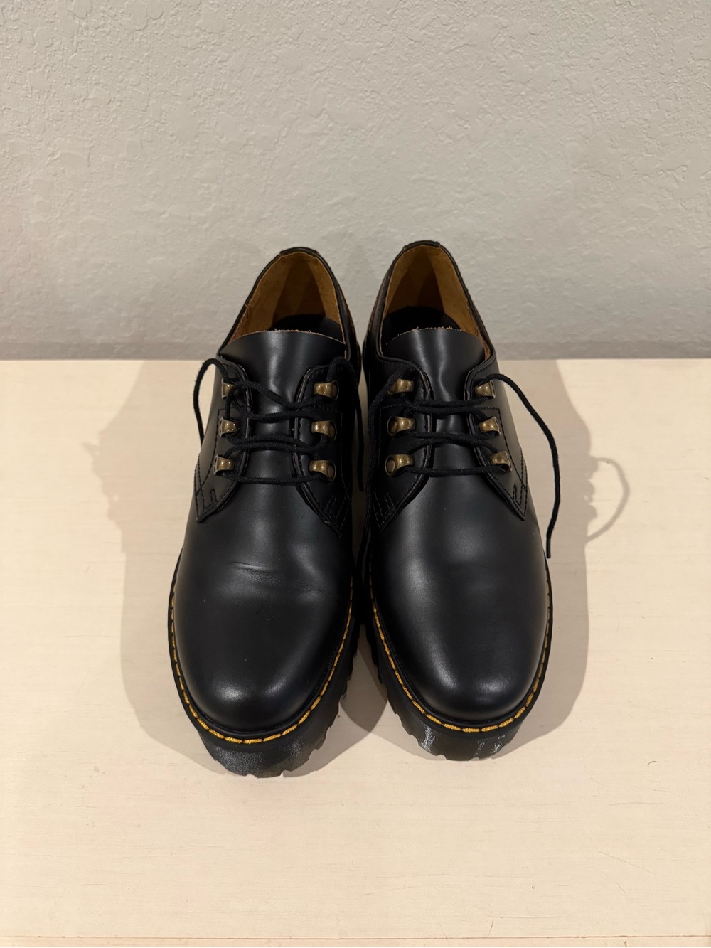 Classic Black Leather Lace-Up Women's Shoes